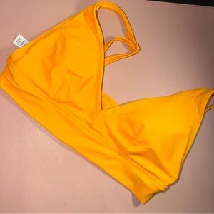 Aerie Yellow Orange Scoop Bikini Top Women’s Medium Padded Swim Bright Summer